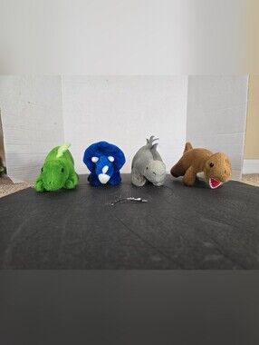 Lot of 4 Prextex Dinosaur Mini Stuffed Animals Plush Toy Bundle